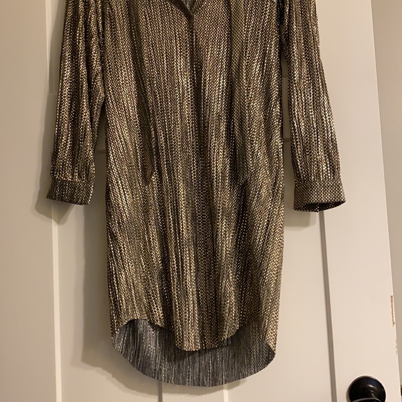 EUC Anthropologie Sabina Musayev Gold Grey Cocktail Dress - Size XS - Picture 3 of 4